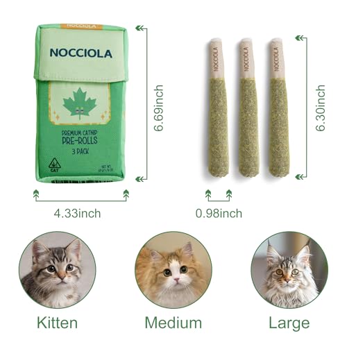 Nocciola 3 Pack Catnip Toys for Cats, Funny Cat Toys Filled with 100% Pure Organic Catnip, Safe Kitten Teething Chew and Kicker Toys, Stress
