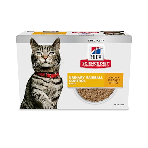 Hill's Science Diet Adult Urinary & Hairball Control Wet Cat Food, Chicken Minced, 2.9 oz. Cans, 12-Pack