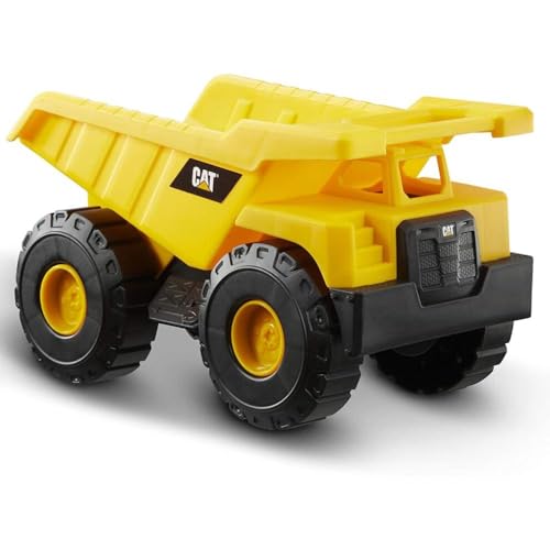 CAT Construction Toys, Construction Fleet 10" Dump Truck Toy - Heavy‑Duty Plastic, Working Tilting Bed & Free‑Rolling Wheels, Indoor/Outdoor Sandbox