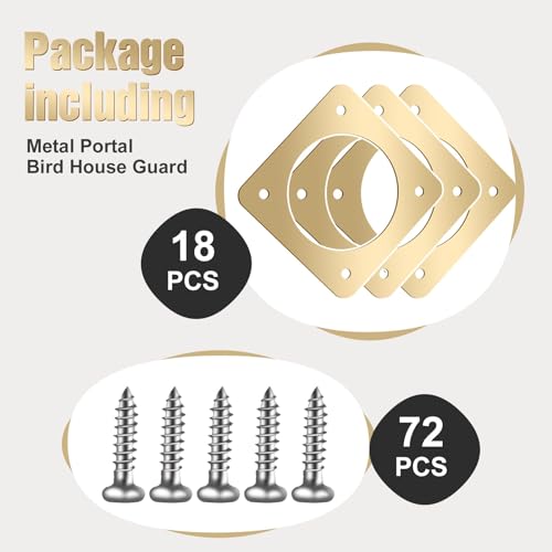 Hotop 18 Pcs 1 1/2'' Opening Metal Bird House Guard Portal Bird House Hole Protector with Copper Open Protector Guards for Eastern Bluebird Rooms