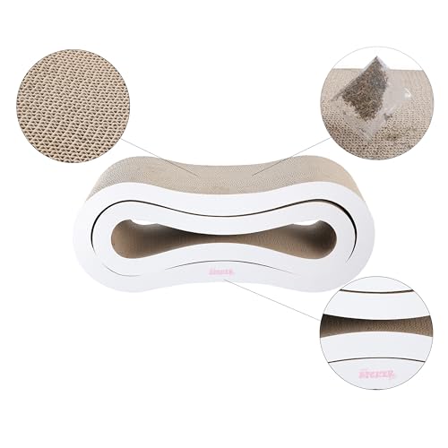 CSR1014B Suvi 26" Modern Cardboard Infinity 2-in-1 Lounge Bed Cat Scratcher with Catnip, Cloud