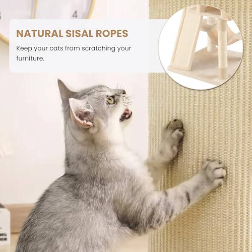 SHA CERLIN 65in Larger Cat Tree Tower Condo for Indoor Kitties/Multi-Level Furniture Activity Center with Wide Base/Cozy Plush Cat
