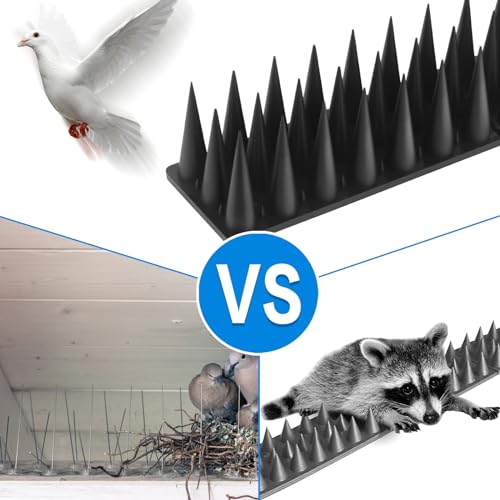 BORHOOD Bird Spikes, 20 Pack Pigeon Deterrent for Small Birds Raccoon Cats Defender for Outside to Keep Squirrel Away, Plastic Fence Spike for