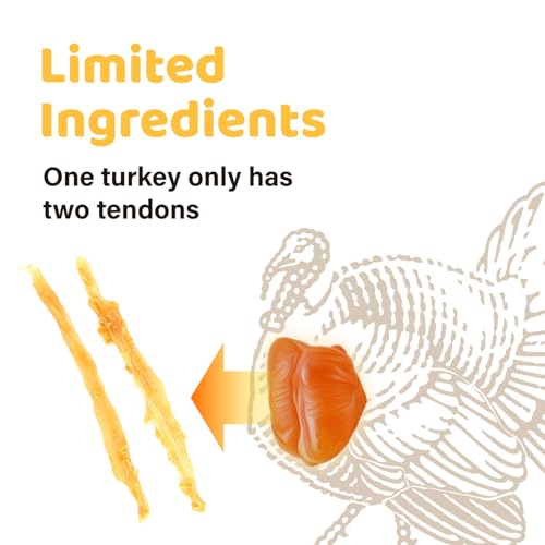 iPaw 10 Pcs Value Pack Turkey Tendons for Dogs, Single Protein, Hypoallergenic, All Natural Human Grade Puppy Chew, Rawhide Alternative Dog Treats