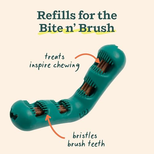 WOOF - Bite n' Brush Refills Treats for the Dog Toothbrush Toy - Scrub Plaque and Tartar from Your Dog's Teeth and Mouth - Dog Dental Sticks - 18