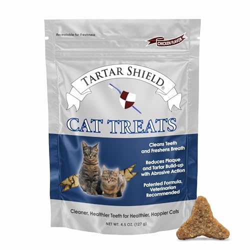 Tartar Shield Cat Treats | Daily Dental Treats | Cleans Teeth & Gums Fresh Breath Natural Oral Health Support | Wholesome & All-Natural Bites | USA