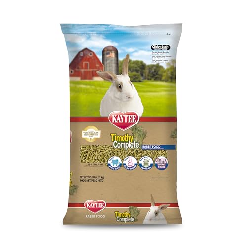 Kaytee Timothy Complete Rabbit Food, Made with Timothy Hay, High in Fiber, Supports Dental Health and Digestion, 9.5 pounds