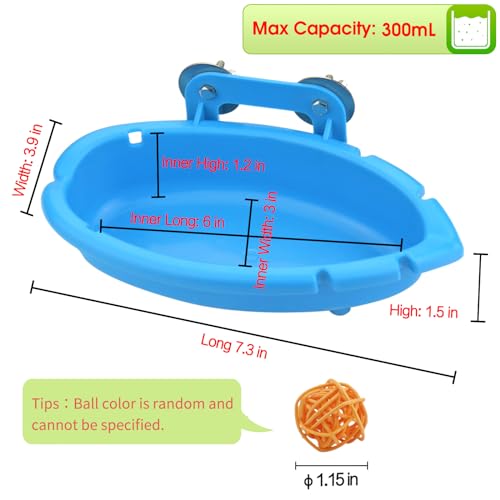 Mygeromon Bird Bath for Cage-Small Tub Bowl for Hang Inside Cage Birdbath Shower for Parrot/Parakeets/Cockatiels/Canary/Budgerigar (Blue)