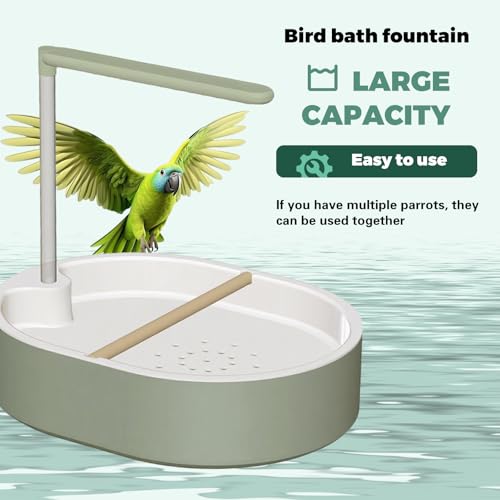 Parrot Bathtub Bird Automatic Bath Shower,Large Bird Shower Fountain Indoor Bathtub with Running Water, Contains USB and Pump,for Pet Birds, African