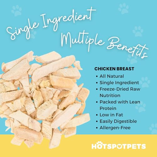 hotspot pets Freeze Dried Chicken Treats for Cats & Dogs -1LB Big Bag- USA Made- Healthy Single Ingredient-Resealable Bag, All Natural Grain-Free