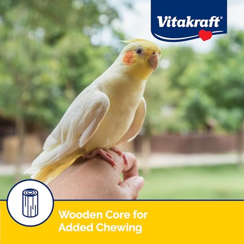 Vitakraft Crunch Sticks Cockatiel Treat Apricot Peach Flavor - Triple Baked Long Lasting Bird Treats with Natural Wood Chew Center for Beak Health