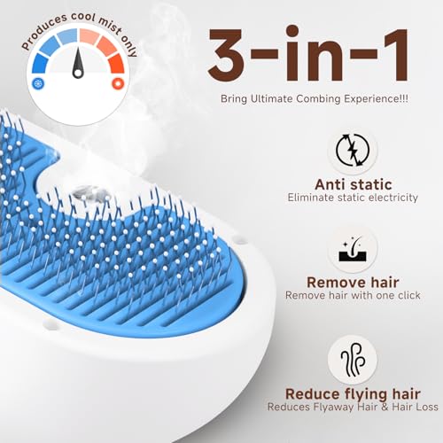 Pet Steam Brush for Dog & Cat - 3-in-1 Steam Grooming Brush for Shedding & Hair Removal - Self Cleaning Spray Comb with Mist for Long Haired Pets