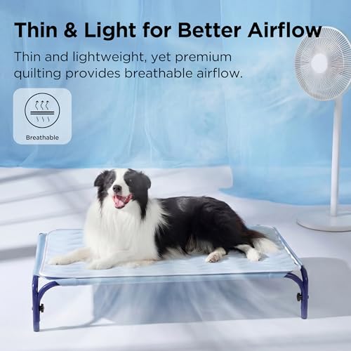 Bedsure Cooling Mat for Large Dogs - Q-Max>0.4 Thin Breathable Cooling Crate Pad Indoor for Pet with Chill Cool Fiber as Cooling Topper，Portable