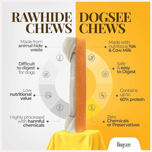 Dogsee Yak Cheese Himalayan Dog Chews 1lb (Medium - 6 Bars), 100% All Natural, 60% Protein, Dog Treats Medium Breed, Yak Chews Long Lasting for