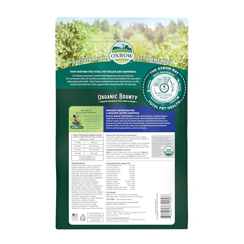 Oxbow Animal Health Organic Bounty Adult Rabbit Food - All Natural Rabbit Pellets - 3 lb.