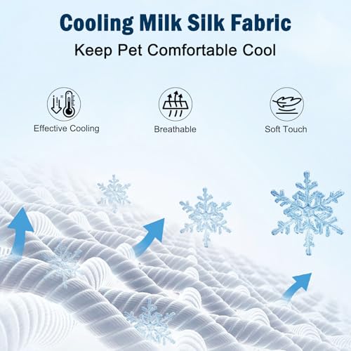 SZEE Cat Cooling Mat, Cooling Mat for Cats, with Ice Silk Fabric, Machine Washable, Fish-Shaped, for Bed, Sofa, Floor, Car Seat & Crate, with