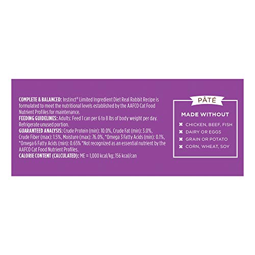 Instinct Limited Ingredient Diet, Natural Wet Cat Food, Grain Free Recipe - Real Rabbit, 5.5 Ounce (Pack of 12)