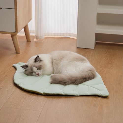 Cat Cooling Mat Cat Leaf Bed Mat Comfortable Soft Fabric Breathable Cozy for All Seasons 26.5"x20.5" Ideal for Cats Small Pets