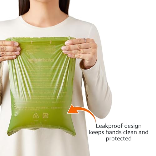 Basics Premium Leak Proof Dog Poop Bags with Dispenser and Leash Clip, Unscented, 13" x 9", 540 Count (36 Rolls of 15)