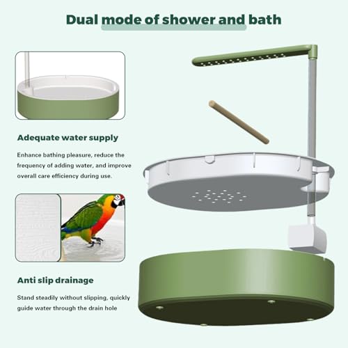 Parrot Bathtub Bird Automatic Bath Shower,Large Bird Shower Fountain Indoor Bathtub with Running Water, Contains USB and Pump,for Pet Birds, African