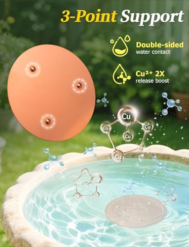 Mellbree Bird Bath Copper Disk, 0.6mm Reinforced 99.99% Pure Copper Cleaning Disk for Physical Safe Clean Water All-Season, Universal Fit for Outdoor