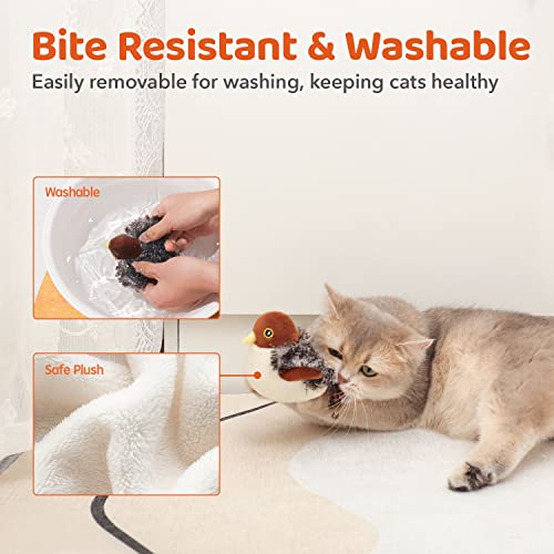 Potaroma Cat Toys Rechargeable Flapping Bird Sparrow, Lifelike Chirp Tweet, Touch Activated Kitten Toy Interactive Cat Exercise Toys for All Breeds
