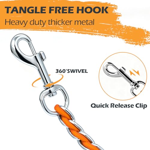 Chain Dog Leash Chew Proof Metal Leash for Medium Large Dogs, Chain Link Dog Anti Chew 5.2FT / 4FT Strong Anti Bite Comfortable Soft Padded Handle