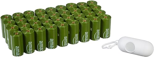 Basics Premium Leak Proof Dog Poop Bags with Dispenser and Leash Clip, Unscented, 13" x 9", 540 Count (36 Rolls of 15)