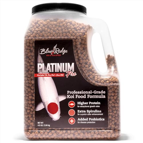 Blue Ridge Koi Fish Food 4.5lb - Koi Food 3/16” Platinum Pro Formula Goldfish Food, Premium Fish Food for Ponds, Ponds Fish Food, Floating Pond Pellet