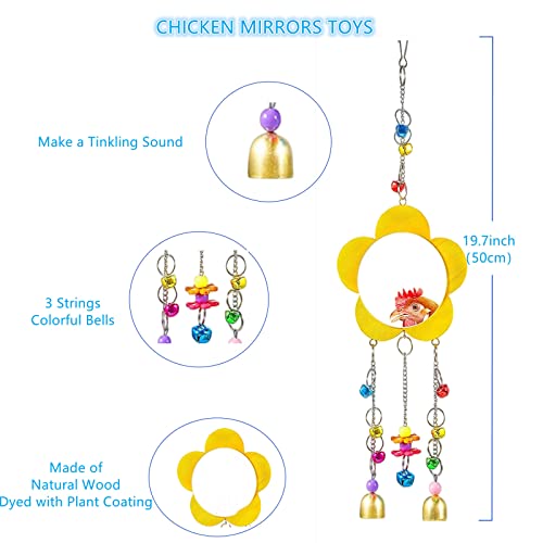 Longer Chain Chicken Toys for Coop Accessories 7PCS, Chicken Swing Ladder Perch roosts, Chicken Xylophone Mirror with Bells Vegetable Fruits Hanging