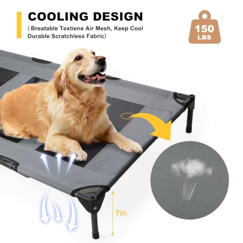 Elevated Dog Bed with Canopy, 48-inch Waterproof Pet Cot, Portable Outdoor Pet Bed with Carry Bag, Indoor/Outdoor Cooling Canopy Dog Tent for Large