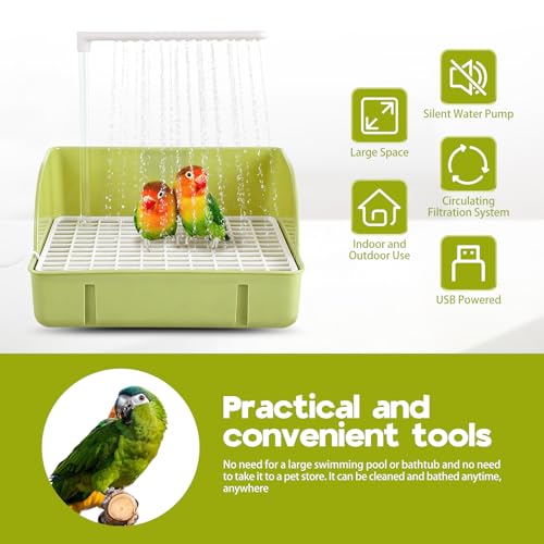Parrot Bathtub, Large Bird Shower Fountain, Automatic Bird Bath, Parrot Bath Shower, Automatic Bathtub with Circulating Faucet, Indoor Fountain with