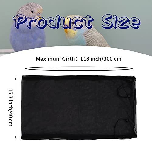 Daoeny Large Bird Cage Cover, Bird Cage Seed Catcher, Adjustable Soft Airy Nylon Mesh Net, Birdcage Cover Skirt Seed Guard for Parrot Parakeet Macaw