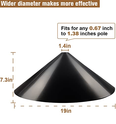 Garbuildman Squirrel Baffle for Bird Feeder Pole, Outside Pole Mount Bird House Guard for Outdoor Shepherd’s Hook, 19 Inch Diameter, 1 Pack