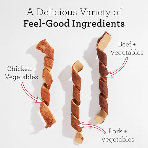 DreamBone Spirals Variety Pack Chews for Dogs, Treat Your Dog to Easy-to-Digest Rawhide-Free Chews Made with Chicken, Beef or Pork, 32 Count