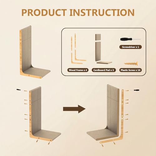 SMARTBEAN 3-Pack Cardboard Cat Scratcher for Indoor Cats, 23 Inch L Shaped Vertical Cat Scratching Post, Cat Scratching Board for Wall and Couch