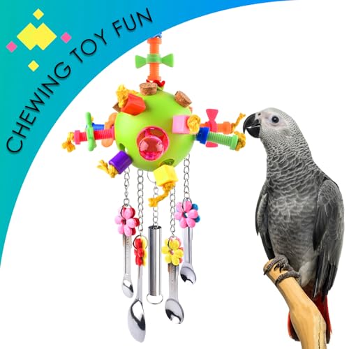 KATUMO Bird Toys, Parrot Pull Spoons Toys for Conure Cage Parakeet Cockatiel Quarker African Grey Mini Macaw  Parrots Cockatoo Small to Medium Birds