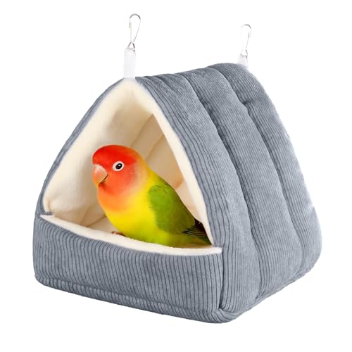 Medium Winter Warm Bird House and Bird Bed for Cage with Soft Plush Hanging Hammock & Hut Tent, Hideaway Sleeping Nest for Budgies, Parakeets