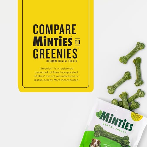 Minties Dental Chews for Dogs, 60 Count, Vet-Recommended Mint-Flavored Dental Dog Treats for Medium Dogs, Bones Clean Teeth, Fight Bad Breath, and