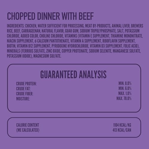A Strong Heart Wet Dog Food, Chopped Beef Dinner — Real Beef & Chicken, Complete & Balanced for All Life Stages, Made in USA by Simmons Pet Food