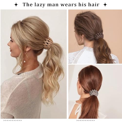 6Pcs Bird Nest Magic Hair Clips Hair Nest for Bun Strong Ponytail Holders Hair Accessories for Women Girls (Neutral, Small)