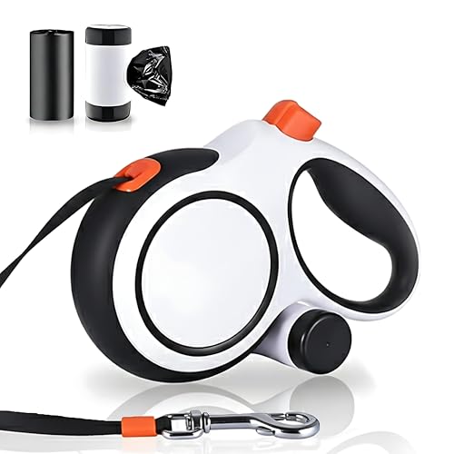 26Ft Heavy Duty Retractable Dog Leash with Dispenser and Poop Bags, for Small, Medium & Large Dogs Up to 110Lbs, 360° Tangle-Free Design and a