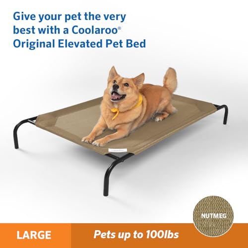 Coolaroo Original Elevated Dog Bed - Breathable Off-The-Ground Pet Bed with Cooling Fabric, Joint Relief & Moisture-Resistant Fabric, 100% Recyclable, Easy Clean, Nutmeg, Large