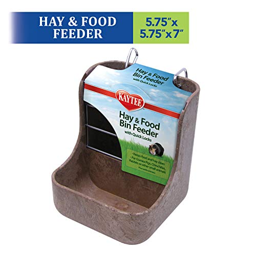 Kaytee Hay & Food Bin Feeder With Quick Locks For Pet Rabbits, Chinchillas, Guinea Pigs and Other Small Animals