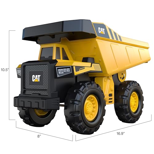 Cat Construction Toys, Steel Dump Truck 16" - Real Steel Body, Working Dump Bed, Oversize All-Terrain Wheels, Heavy-Duty Construction Vehicle for