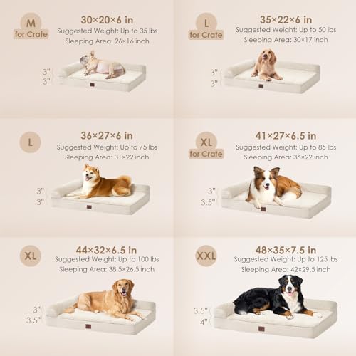 EHEYCIGA Memory Foam Dog Bed Large Size Dogs, Orthopedic Dog Bed Large with Washable Removable Cover, Waterproof Pet Sofa Couch with Nonskid Bottom