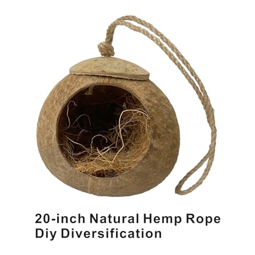 Bird Nest for Cage Natural Coconut Shell Birds House 2 Pack Parakeet Hide Breeding Hut Bird Cage Accessories & Decor Hamster Toys for Parrot