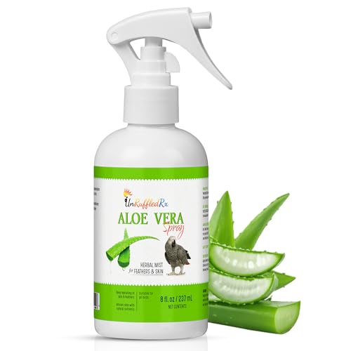 Aloe Vera Bird Spray for All Birds – Soothes Itchy Skin & Feather Plucking – 8oz Odor-Free Mist, Safe if Ingested, Daily Use Bird Mist, Softens