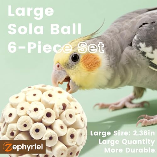 Bird Toys Sola Balls 2.36'' - 6PCS, Bird Foraging Toy, Soft Sola Atta Ball, Parrot Chew Shred Toy for Sharpening Claws and Beaks for Cockatiel