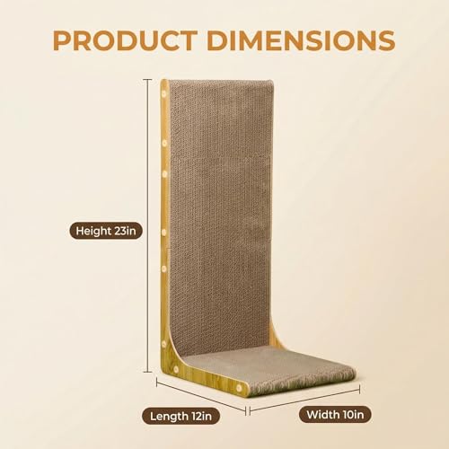 SMARTBEAN 3-Pack Cardboard Cat Scratcher for Indoor Cats, 23 Inch L Shaped Vertical Cat Scratching Post, Cat Scratching Board for Wall and Couch